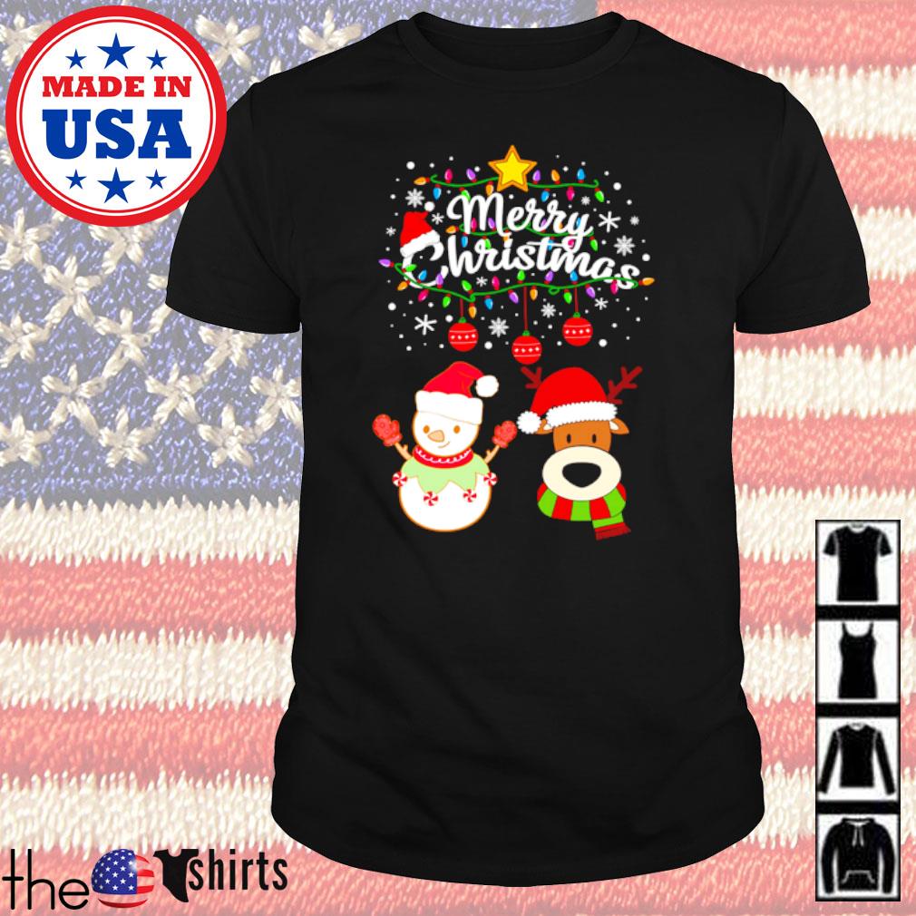 Snowman and dog merry Christmas shirt