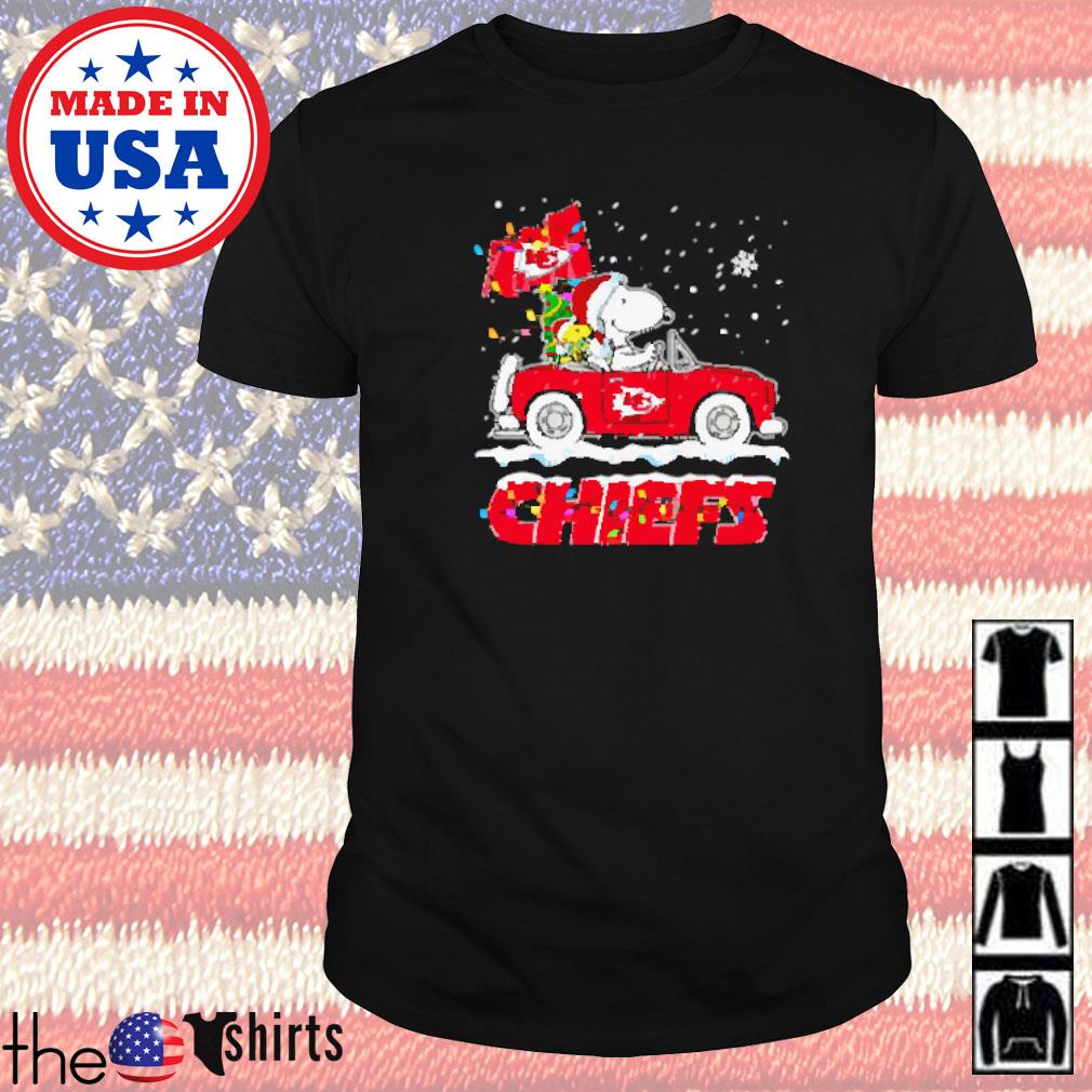 Snoopy and Woodstock driving car Kansas City Chiefs Christmas shirt
