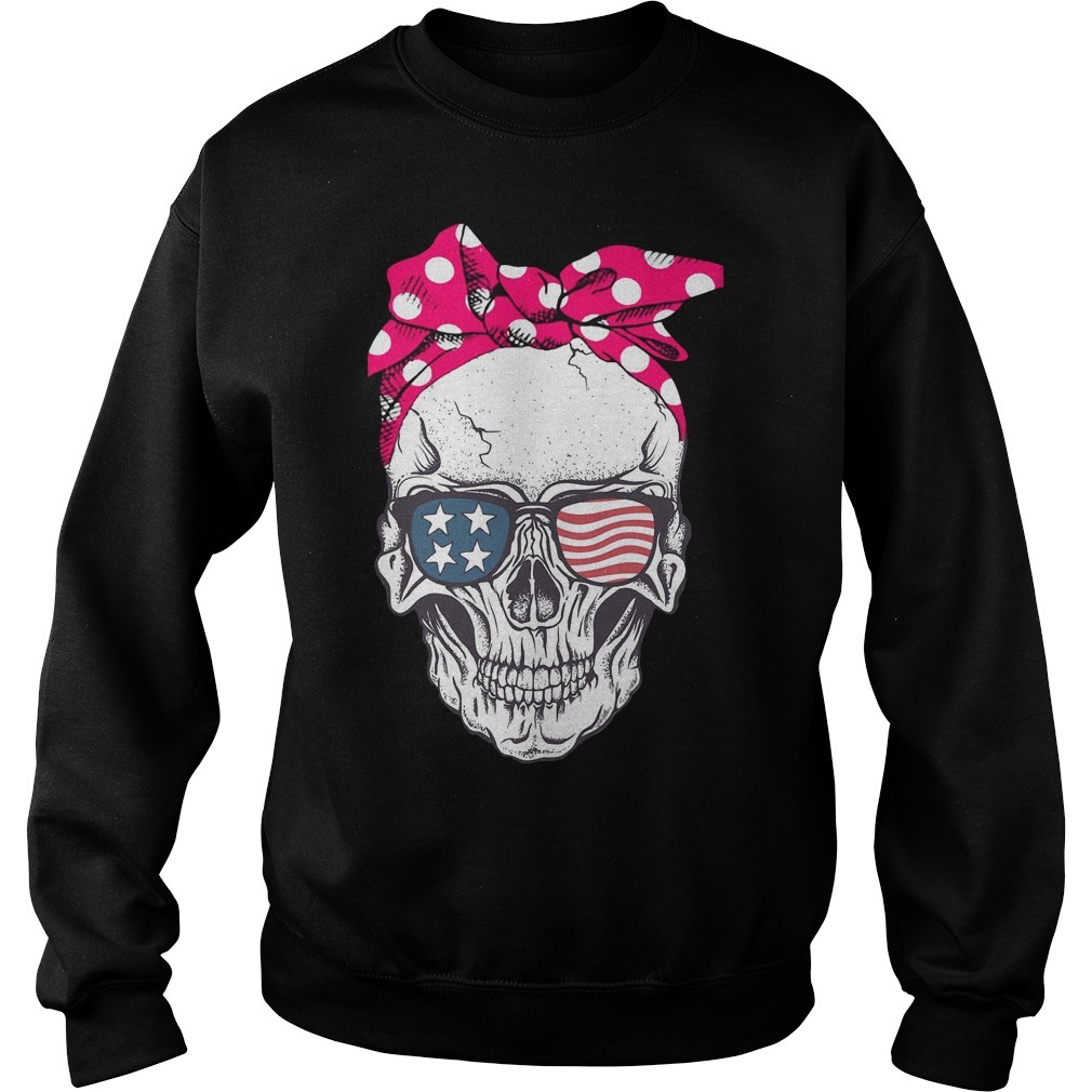 Skull with red bandana American flag shirt, sweater, hoodie
