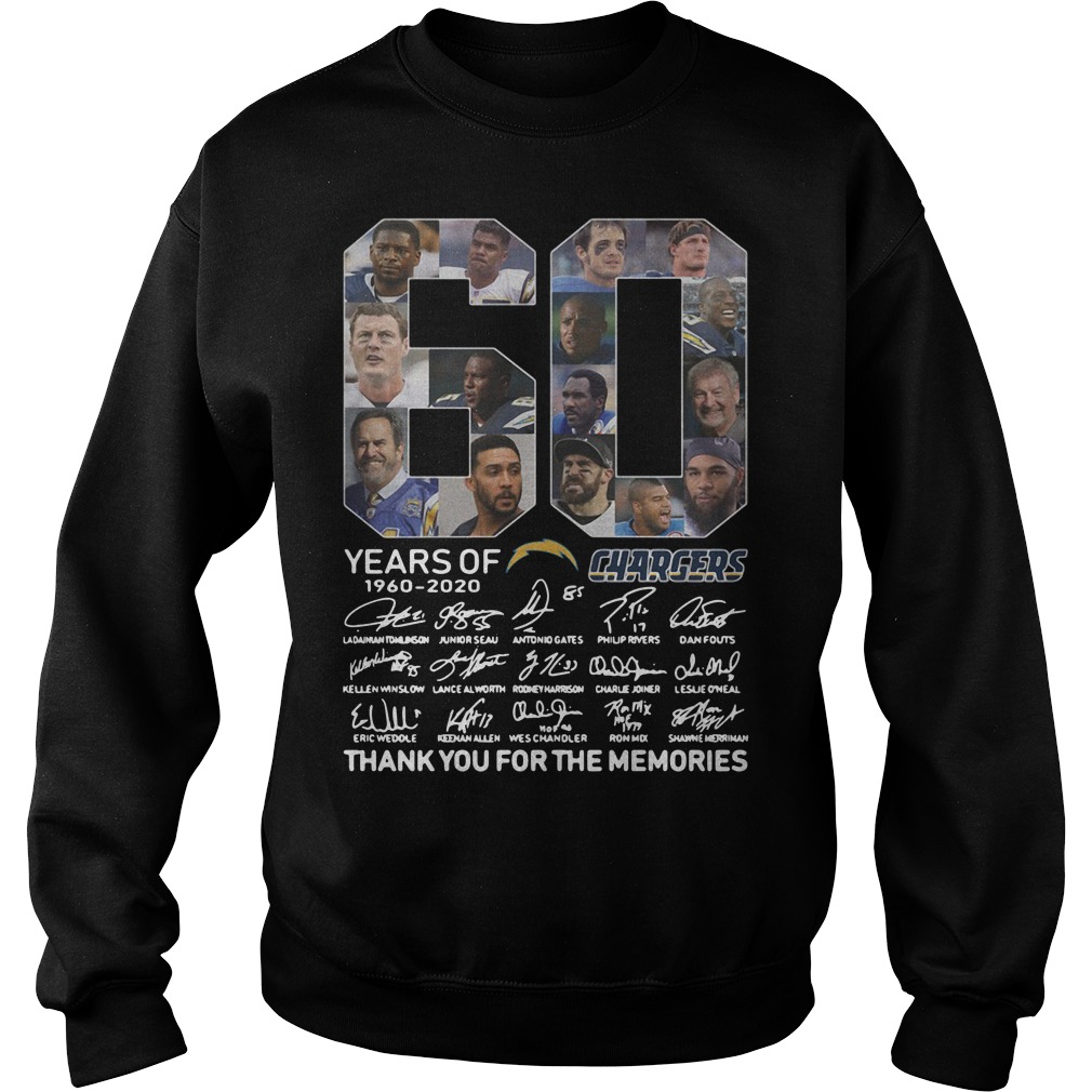 60 Years of Chargers 1960-2020 signature shirt, sweater and hoodie
