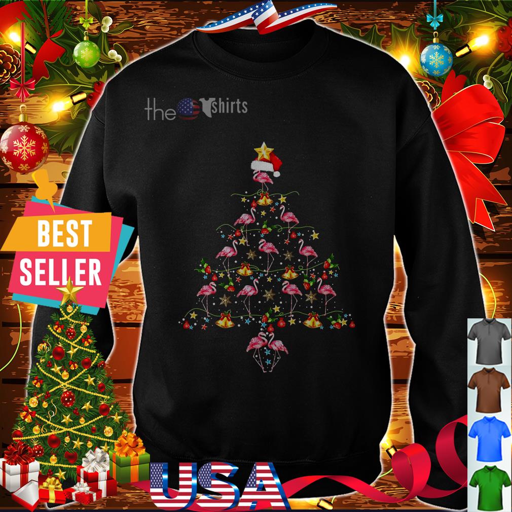 Flamingo and Bells Christmas tree Ugly Sweater shirt, hoodie, sweater ...