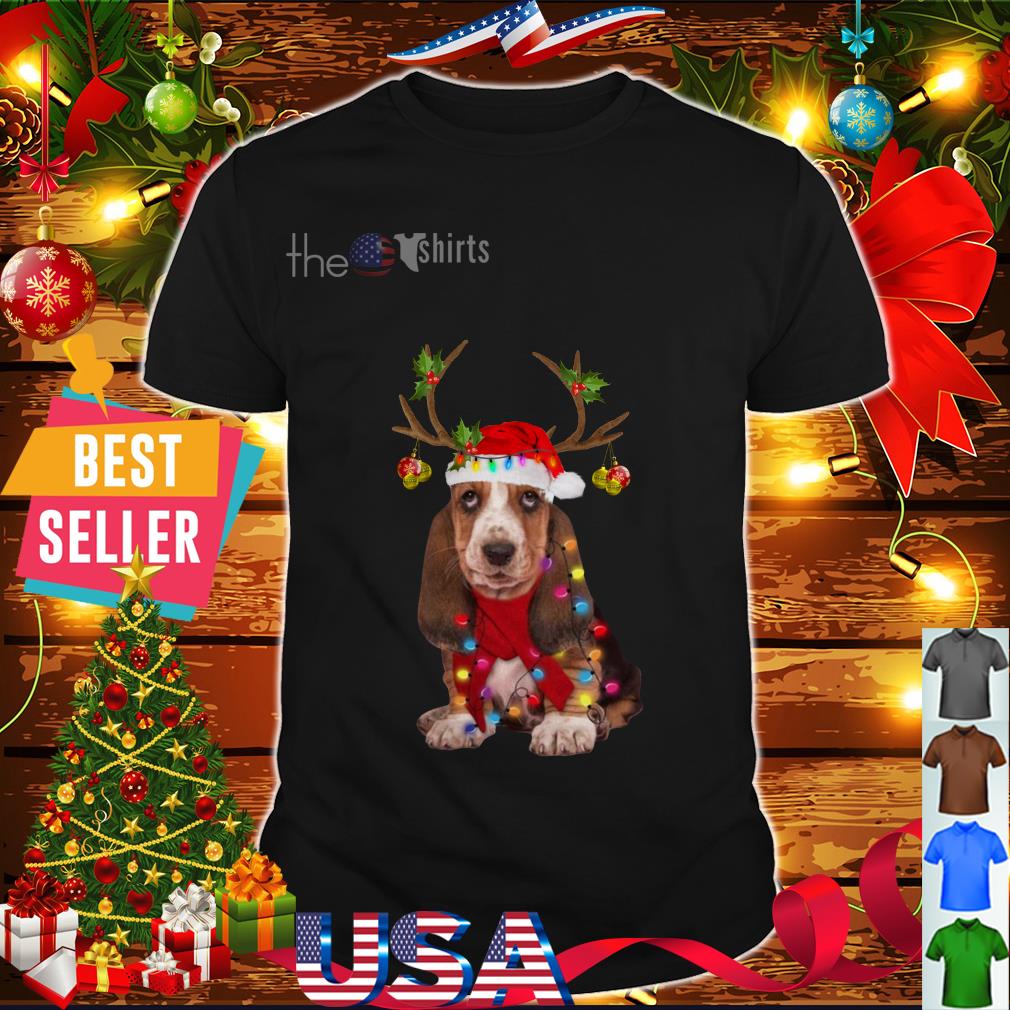 Basset hound reindeer Christmas shirt, hoodie, sweater and ladies-tee